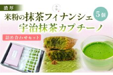 濃厚！米粉の抹茶フィナンシェ(5個)・宇治抹茶カプチーノ(5本)詰め合わせセット【uj-CM027】【千休】