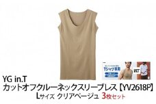 グンゼ YG in.T カットオフクルーネックスリーブレス【YV2618P】Lサイズ クリアベージュ3枚セット [№5716-0432]