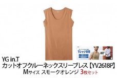 【ふるさと納税】グンゼ YG in.T カットオフクルーネックスリーブレス【YV2618P】Mサイズ スモークオレンジ 3枚セット 下着 肌着 [№5716-0434]