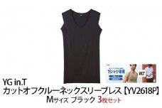 グンゼ YG in.T カットオフクルーネックスリーブレス【YV2618P】Mサイズ ブラック3枚セット GUNZE ファッション 服 男性 メンズ [№5716-0437]