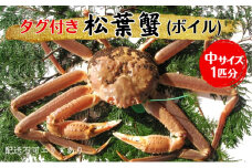 蟹 タグ付き 松葉蟹 (ボイル) 中1匹分[ かに カニ 松葉ガニ ] [№5716-0599]
