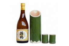 翁鶴　生もと純米酒と竹筒とおちょこ付き◇