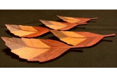 あざやか木の葉の銘々皿　桧箱入り5枚セット≪木製 桧 ヒノキ ひのき キッチン インテリア 料理 お皿≫
