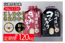 【定期便】令和6年産 新米 京都丹波米10kg (こしひかり5kg・きぬひかり5kg) ×12回 計120kg〇12ヶ月 12回定期便 コシヒカリ・キヌヒカリ 各5kg 新米定期便 米精米 定期便 京都丹波米米定期便 京都丹波精米定期便 令和7年産米定期便 令和7年産精米定期便 精米 ※精米したてをお届け 白米※北海道・沖縄・離島への配送不可 ※2025年3月以降順次発送（初回分）