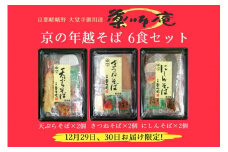 ＜京都 薬師庵＞京の 年越そば 6食セット （天ぷら きつね にしん 各2人前）《蕎麦 具材 薬味 付き 6人前》 ※年末12/29、12/30お届け限定 ※北海道・沖縄・離島への配送不可