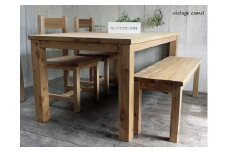 【キャメル】アンティーク風 無垢材 ダイニングセット＜アンティーク風 家具 Dea-Sirio＞テーブル イス ベンチ セット
※北海道・沖縄・離島への配送不可