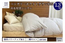 【パウダーグレー（無地）】羽毛布団 シングル 軽くて暖かい、ふかふか羽毛布団 本掛けタイプ 1枚お届け シングルサイズ【株式会社京都金桝 ハンガリー産ホワイトダウン93％使用 重量1.3kg DP380 2層キルト ミスト 京都亀岡産羽毛布団 ふるさと納税羽毛布団 人気羽毛布団 国産羽毛布団 日本製羽毛布団 新生活 亀岡の羽毛布団 京都府の羽毛布団 国内製造羽毛布団 新生活羽毛布団】 re06
