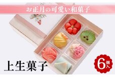 お正月の可愛い 和菓子「上生菓子 6個入」｜京都 お取り寄せ グルメ ご当地 お菓子 スイーツ 和スイーツ ギフト プレゼント 贈り物 お祝い 正月 お正月 ※2025年12月下旬頃発送（年内お届け）※北海道・沖縄・離島への配送不可