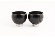 【手作り漆器】sukuf black（ペア）漆器×金属　湯呑・ぐいのみ・小鉢／天然木・本漆 [№5223-0099]