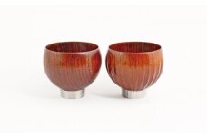 【手作り漆器】sukuf clear brown（ペア）漆器×金属　湯呑・ぐいのみ・小鉢／天然木・本漆 [№5223-0098]