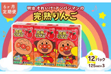 【定期便6ヶ月】明治それいけ!アンパンマンの完熟りんご100　125ml×3　12パック