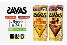 ザバス MILK PROTEIN 脂肪0 2種セット(キャラメル味＆チョコレート味) 24本入り