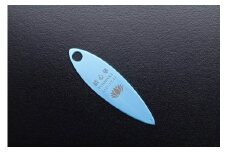 遺灰入れカード型ケース　結心華　葉っぱタイプ　アルミ製　色：ブルー（カラーアルマイト）　　HR00025