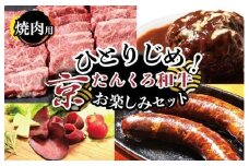 1人用【食べ比べ 牛肉 福袋】ひとりじめ！京たんくろ和牛お楽しみセット（焼肉用お肉、ハンバーグ、生ハム、ソーセージ）食べ比べ お試し／福袋／牛肉セット／お肉の福袋／お肉のお楽しみ袋　ひとりぐらし 一人暮らし 一人用 1人分 1人前 おひとり 様肉 おかず　NH00030