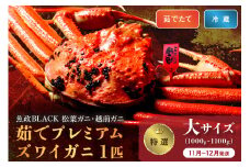 【蟹の匠 魚政】茹で　プレミアムズワイガニ 魚政BLACK（松葉ガニ・越前ガニ）特撰 大サイズ（1000～1100g） 1匹(11月～12月発送)【土日祝】　松葉蟹 蟹 かに カニ ガニ がに ボイル まるごと 海産物 海鮮 魚介 魚介類 甲殻類 海の幸 小 京都 京丹後 京丹後市 ふるさと納税 蟹 送料無料　UO01298
