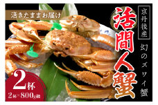 【幻のズワイ蟹】京丹後産 活間人蟹 鮮度抜群、活きたままお届け！！ 800g級×2杯　YK00082