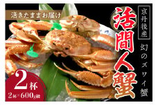 【幻のズワイ蟹】　京丹後産　活間人蟹（中）　鮮度抜群、活きたままお届け！！ 600g級×2杯　YK00089