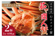 【幻のズワイ蟹】　　京丹後産　茹で間人蟹（中）　鮮度抜群、浜茹でにてお届け！！ 600g級×2杯　YK00091
