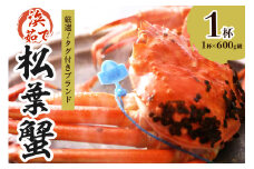 【厳選！！タグ付きブランド】　茹で松葉かに（中）　鮮度抜群、浜茹でにてお届け！！ 600g級×1杯　YK00436