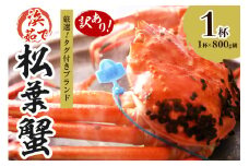 【訳あり！！タグ付きブランド】　茹で松葉かに　鮮度抜群、浜茹でにてお届け！！ 800g級（足1本落ち）×1杯　YK00433