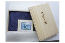 正絹縮緬友禅風呂敷　鮫小紋　紺青色（表）/ 灰青（裏）　　YT00045