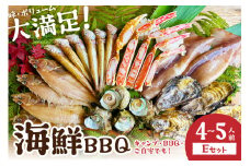 大満足！京丹後・海鮮BBQ　Eセット　豪華盛り合わせ　生ズワイガニ　付　6種21品（4～5人前）　魚介類 さざえ 蠑螺 カキ かき いか かれい かに カニ ズワイ蟹 バーベキュー ばーべきゅー きゃんぷ アウトドア あうとどあ 個包装 冷凍　YK00370