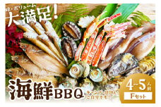 大満足！京丹後・海鮮BBQ　Fセット　豪華盛り合わせ　生ズワイガニ　アワビ付　7種23品（4～5人前）　魚介類 さざえ 蠑螺 カキ かき かに カニ ずわい蟹 ズワイ蟹 バーベキュー ばーべきゅー きゃんぷ アウトドア あうとどあ 個包装 冷凍 送料無料　YK00371