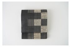 丹後の藤布　袋帯 「藤市松文」（黒）全通　FY00058