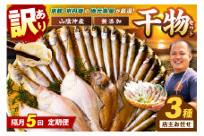 <定期便・隔月5回>京丹後の地元魚屋が作ったお任せ干物セット（冷凍）＜日本海産　旬の干物　定期便＞　FS00028