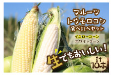 【先行予約】 生食も！高糖度！もぎたて！ フルーツトウモロコシ（ホワイトコーン＆イエローコーン計10本）食べ比べ京丹後セット（2025年6月下旬～発送）　DE00131