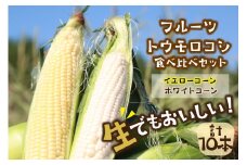 【先行予約】 生食も！高糖度！もぎたて！ フルーツトウモロコシ（ホワイトコーン＆イエローコーン計10本）食べ比べ京丹後セット（2026年6月下旬～発送）　DE00136