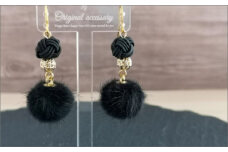 ＊黒＊　水引ピアス/玉結びとフェイクファーのピアス　AM00320
