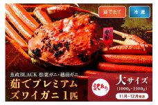 訳あり　【蟹の匠 魚政】茹で　プレミアムズワイガニ 魚政BLACK（松葉ガニ・越前ガニ） 大サイズ（1000～1100g） 1匹【11月～12月発送：平日】　UO01314