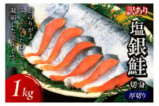 【事業者応援・鮭 切り身】お手軽！絶品！厚切り 塩銀鮭 切り身 約1kg（プロトン凍結　不揃い）塩鮭切り身 銀鮭切り身 サケ小分け 塩鮭厚切り 銀鮭厚切り　YK00236