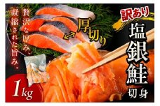 【事業者応援・鮭 切り身】お手軽！絶品！厚切り 塩銀鮭 切り身 約1kg（プロトン凍結　不揃い）塩鮭切り身 銀鮭切り身 サケ小分け 塩鮭厚切り 銀鮭厚切り　YK00236
