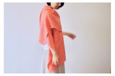 【着回しできるシルクストール】フィルタンゴ ストール　吉祥柄ボタン付きプラムピンク　洗えるシルク、お祝いギフトにも。　FI00050