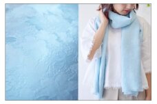フィルタンゴ ストール【洗える丹後ちりめんのシルク】桜柄　サックスブルー 　母の日ギフトにもおすすめ。　FI00041