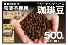 【栽培期間中農薬不使用】自家焙煎コーヒー豆 ペルー チャンチャマイヨ 500g（250g×2）　約50杯分　小分け　豆・粉 選べる　HA00024