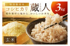 令和7年産 特別栽培米コシヒカリ 蔵人（くらんど） 玄米3kg　GF00007