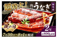 【7月30日～8月1日配送】超特大！ふっくら肉厚！うなぎ蒲焼 2尾 合計800g前後　YK00403_02