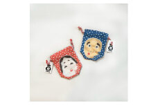 丹後ちりめん 祭巾着（ひょっとこおかめ） サイズ：約17cm×13cm　DZ00027-01