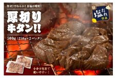 【訳あり】贅沢！やわらか！至福の時間！！厚切り塩だれ牛タン！！500g（250g×2パック）　YK00464