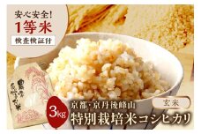 2025年産 京都・京丹後峰山 特別栽培米コシヒカリ 3kg 【玄米】 1等米 検査済証付　MF00049