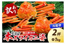 【大好評！カニ酢付き】訳あり！釜茹で！特大本ずわいがに姿 1kg×2杯　YK00485