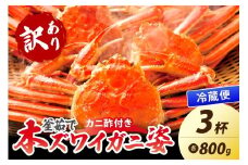 【大好評！カニ酢付き】訳あり！釜茹で！特大本ずわいがに姿 800g×3杯　YK00489