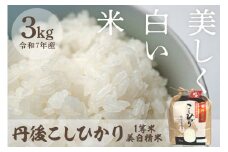 令和7年産 美白精米 丹後こしひかり 3kg 1等米　MU00053