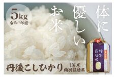 令和7年産 丹後こしひかり 特別栽培米 5kg　白米 お弁当 おにぎり 京都産 京丹後 コシヒカリ ブランド米 久美浜 生産者応援 農家応援 送料無料　MU00054