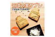 [№5334-0156]サブレ そばの実サブレ 自家栽培のそば粉使用 8枚入り ×3 蕎麦 そば ソバ お菓子 菓子 洋菓子 おやつ デザート 焼菓子 自家栽培 自家焙煎 かやぶきの里 京都 