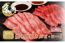 [№5334-0252]カルビ ロース 食べ比べセット 京の肉 500g たれ付き 焼肉用 ブランド牛 黒毛和牛 和牛 牛 牛肉 お肉 肉 焼き肉用肉 焼肉 焼き肉 アウトドア キャンプ BBQ カルビ肉 ロース肉 食べ比べ セット 詰め合わせ タレ 最高級 冷凍 京都 京都府 南丹市