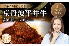 [№5334-0577]国産黒毛和牛使用 銀のビーフカレー 4食セット 京丹波平井牛 京都丹波産